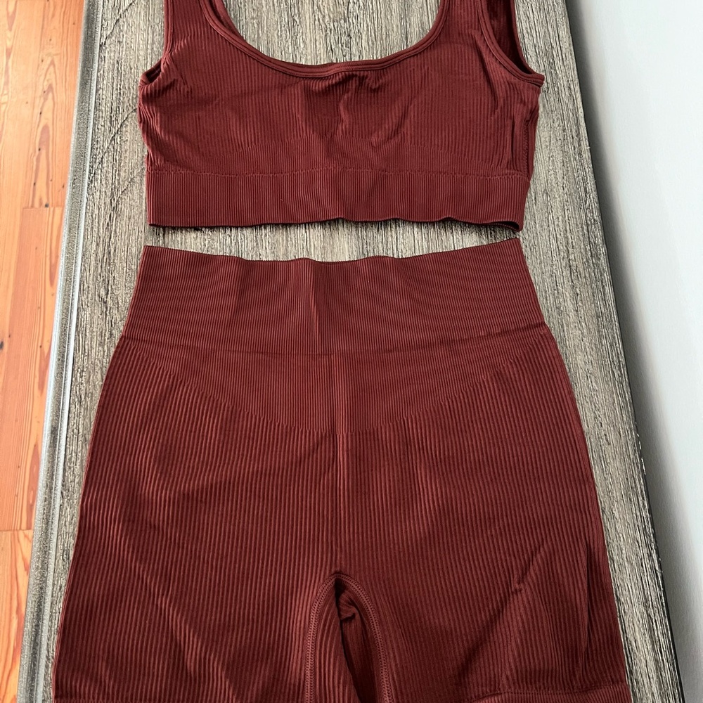 adidas Women's Athletic Shorts Set - Burgundy